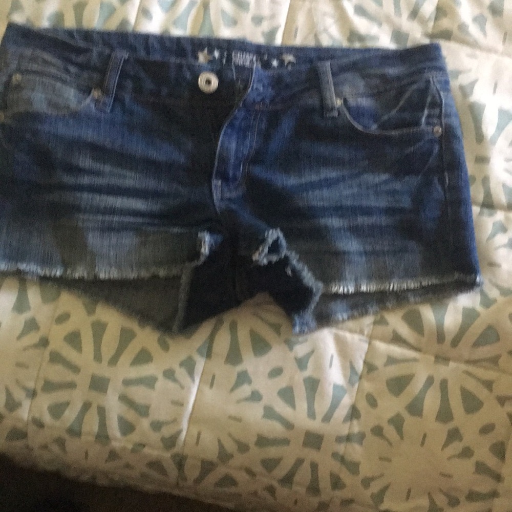 Dark Blue Denim Cutoff Shorts